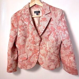 Vintage BEBE Blazer Womens Brocade Crop Pink Y2k Jacquard Classy Sophisticated 6